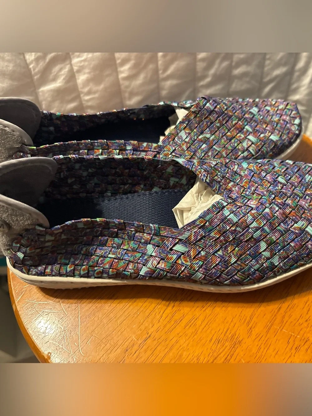 Bernie Mev Womens Multicolored Woven Slip On Shoe Size US 8.5 EU 40